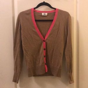 Brown cardigan with pink lining